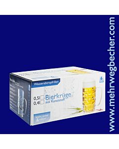 Bierkrug 0,4l SAN glasklar 6er-Packung