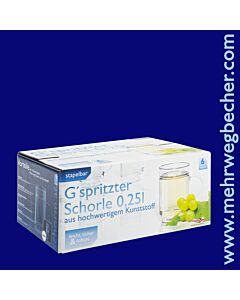 Gspritzter-Schorle-Glas 0,25l SAN glasklar stapelbar 6er-Packung
