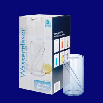 Wasserglas 0,25l SAN glasklar 8-er Karton