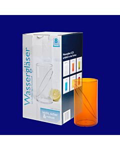 Wasserglas 0,25l SAN orange 8-er Karton, Hersteller Schorm Gesellschaft m.b.H., Austria