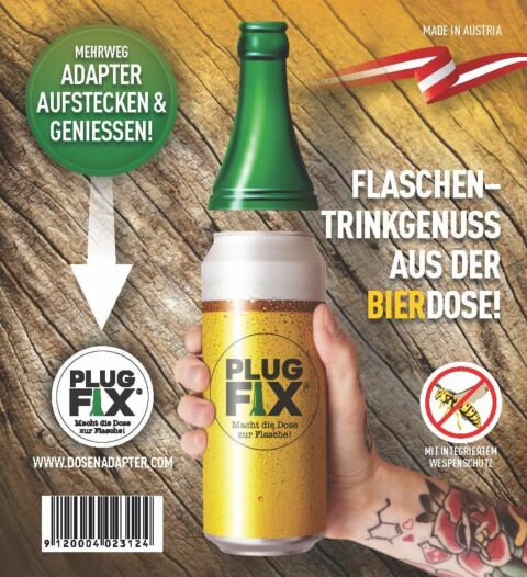 Bier-Dosenadapter mit Mehrwegbecher & Kronenkorken, Hersteller Schorm Gesellschaft m.b.H., Austria