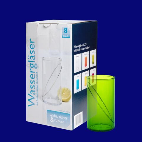 Wasserglas 0,25l SAN grün 8-er Karton, Hersteller Schorm Gesellschaft m.b.H., Austria